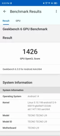 benchmark TECNO POVA 6 PRO 7