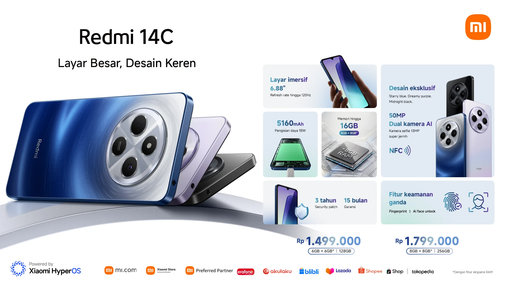 Xiaomi Redmi 14C, Hape Murah dengan Layar dan Baterai Besar 45 Redmi 14C spesifikasi harga indonesia