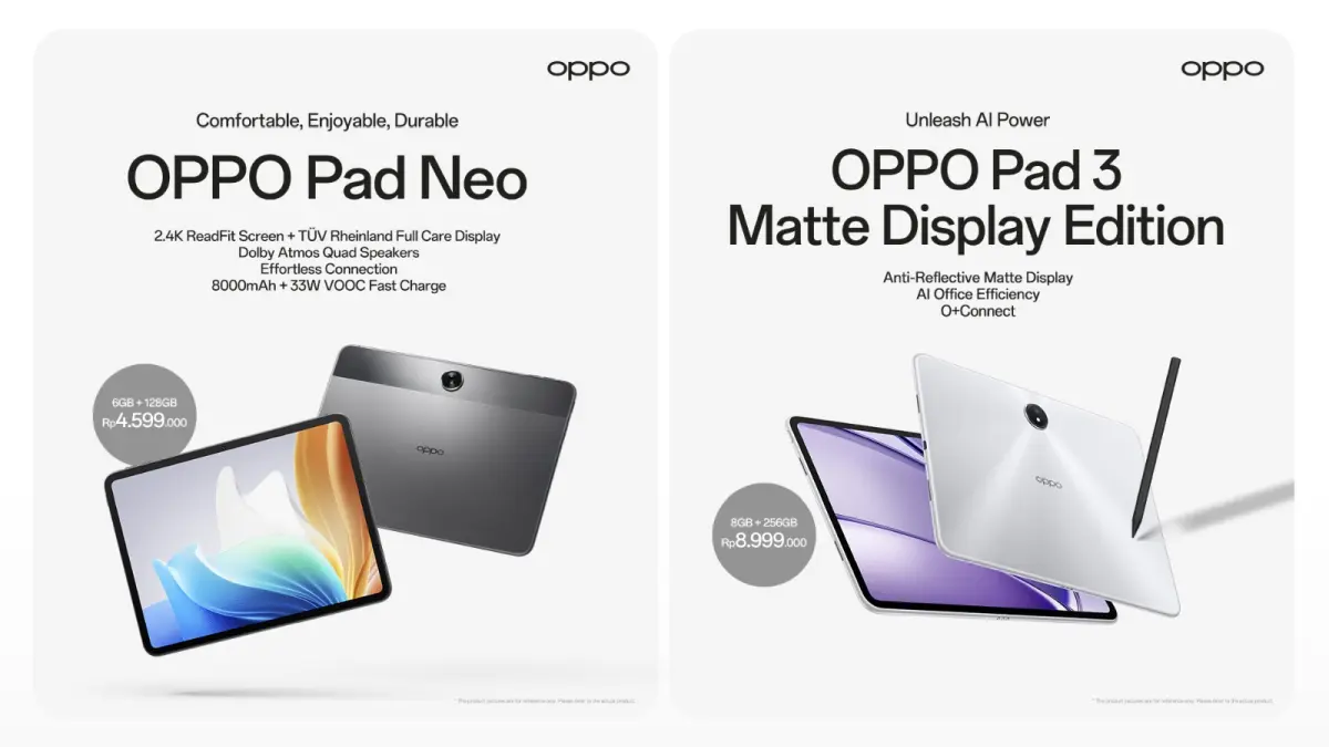OPPO Pad 3 Matte Display dan Pad Neo