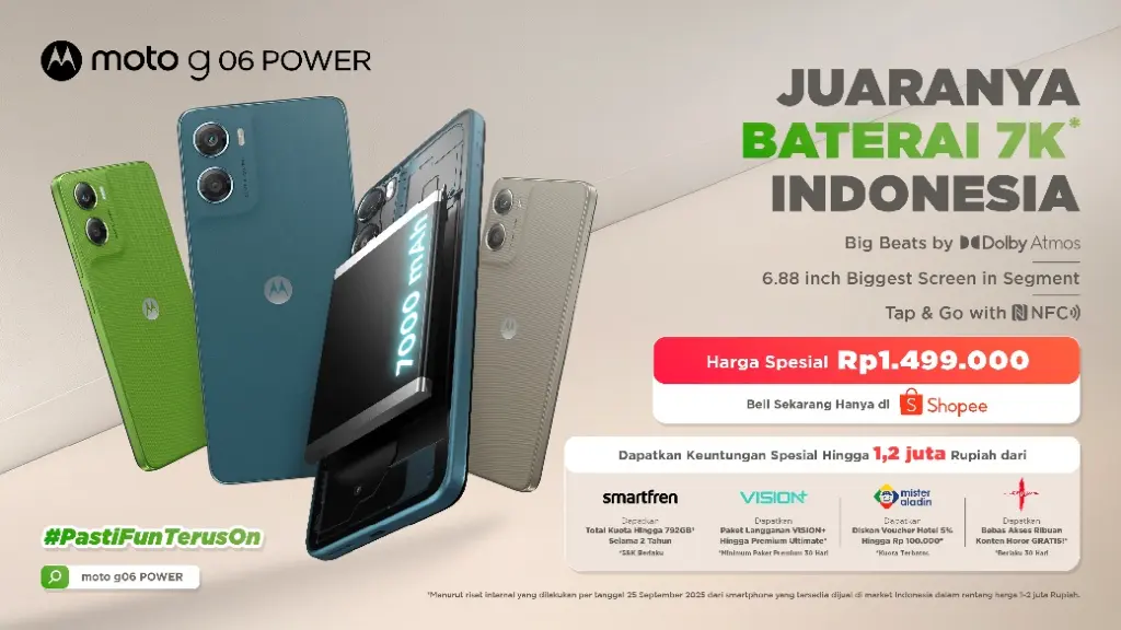 6 Kelebihan Motorola moto g06 POWER, Hape Harga 1,5 Juta Rupiah dengan Baterai 7000mAh 25 promo moto g06 power