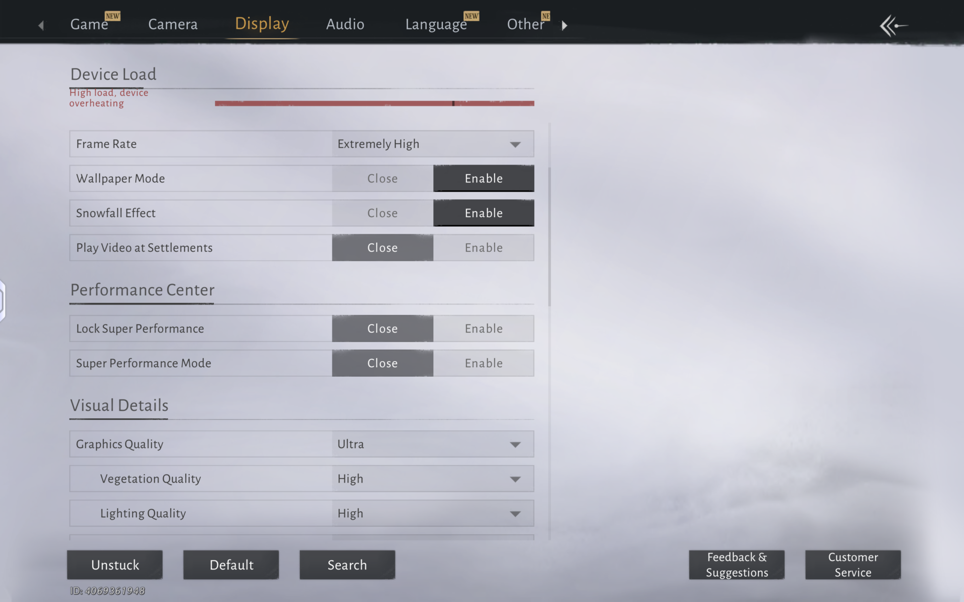 review Lenovo Legion Tab 32 Pengaturan grafis Where Winds Meet