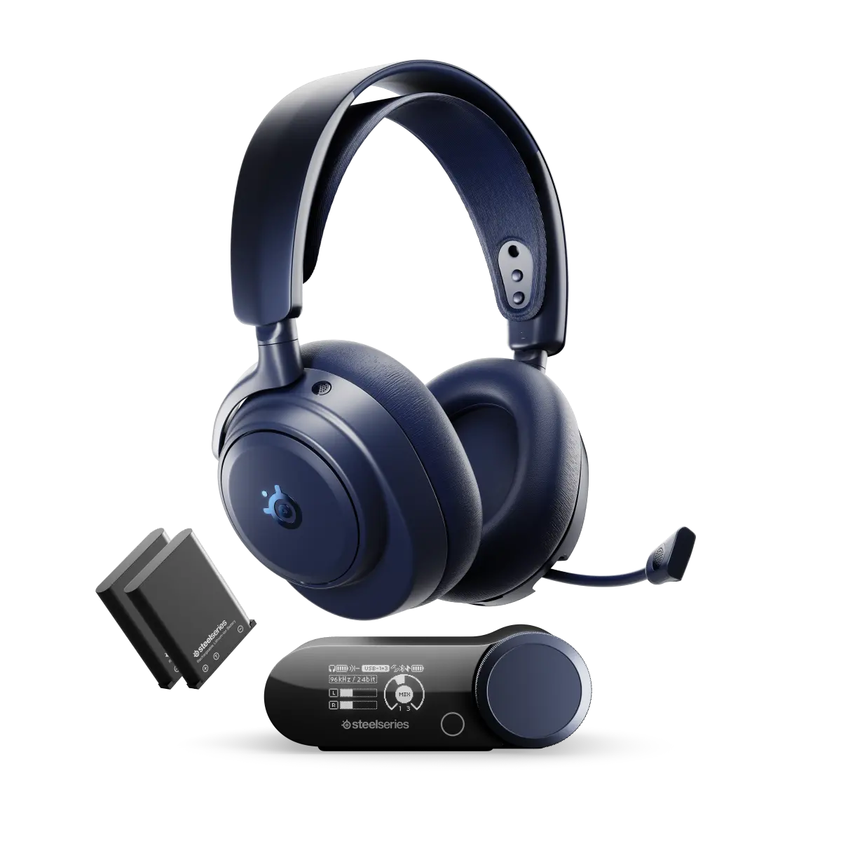arctis nova pro omni midnight blue hero w gamehub batteries